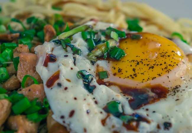 Typical Chinese Mauritian food called 'bol renverse' Mauritian Chinese food called 'bol renverse' meaning upside down bowl
