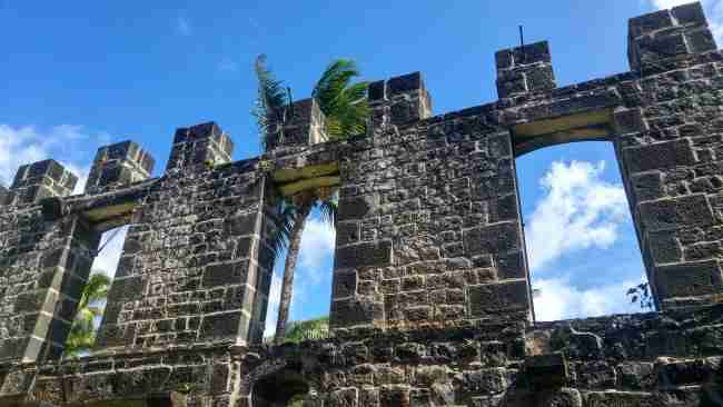 Close-up of the stone wall