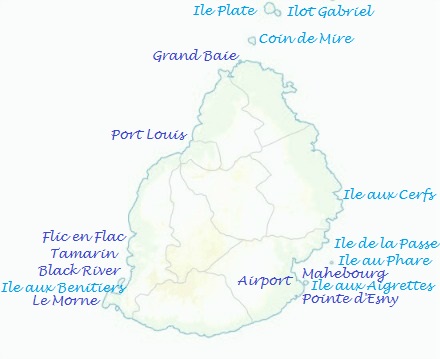 Mauritius map with islets