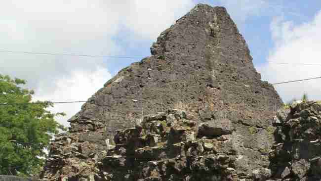 Ruins of stone lodge at Vieux Grand Port Historic site Stone lodge at Vieux Grand Port Historic Site