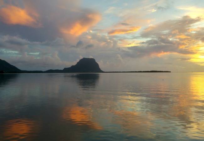 Le Morne mountain at sunset